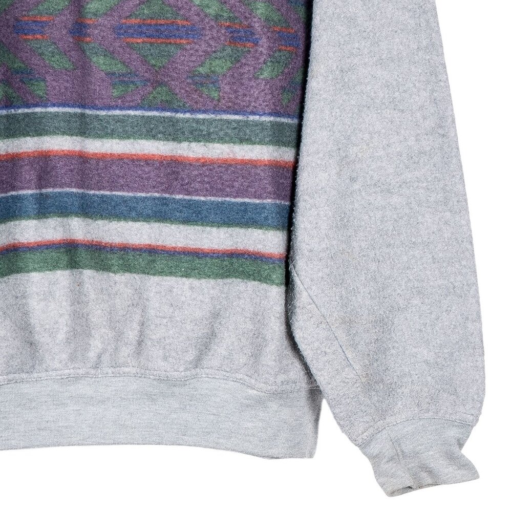 Salty Dog Gant VTG Sweatshirt M 90s Gray Striped Southwestern Felted Dadcore - Picture 3 of 5
